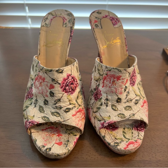 Christian Louboutin Pigamule 120 Floral Watersnake Heel Mule Sandals Heels - Picture 4 of 12